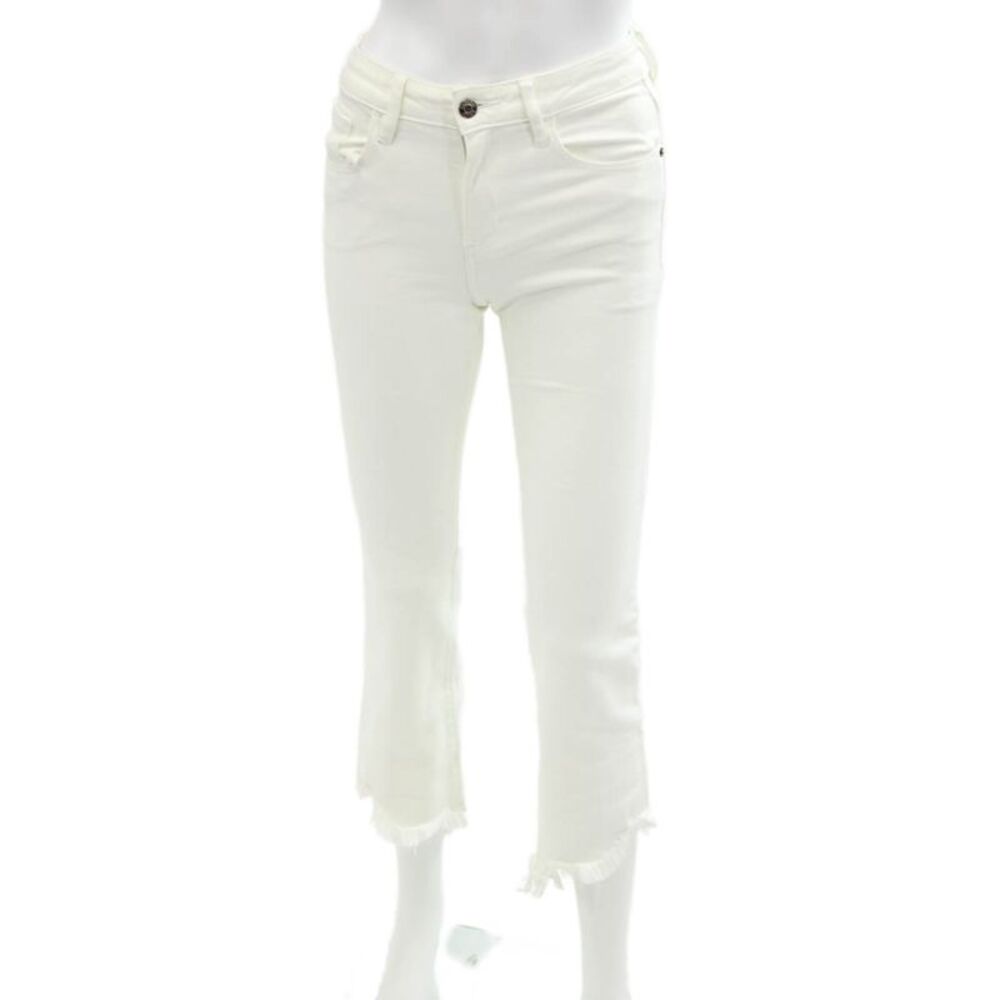 Hidden Womens Cotton Solid Raw Hem Flare Leg Buttoned Jeans White Size 25